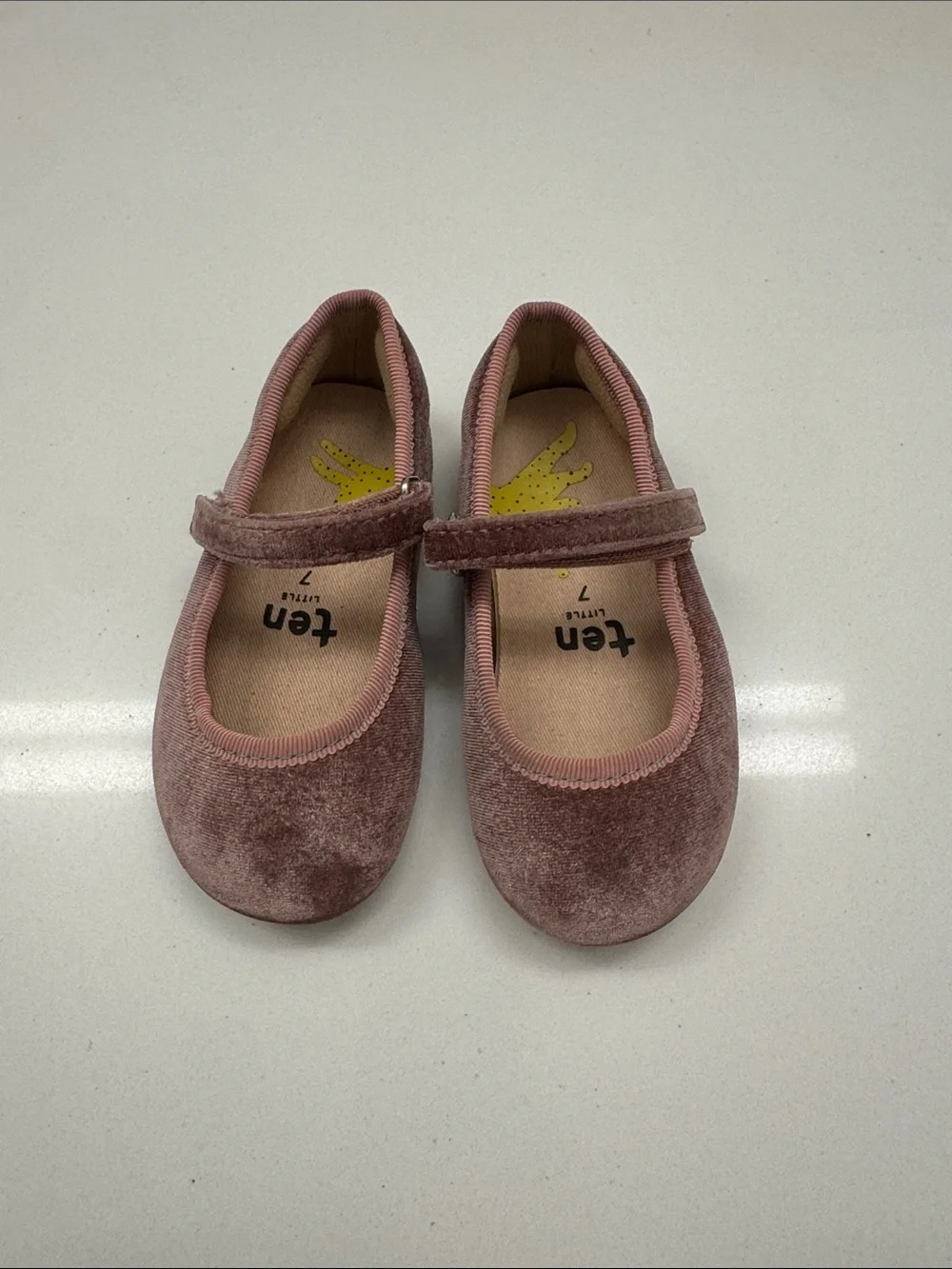 Ten Little Velvet Ballet Shoes in Pink